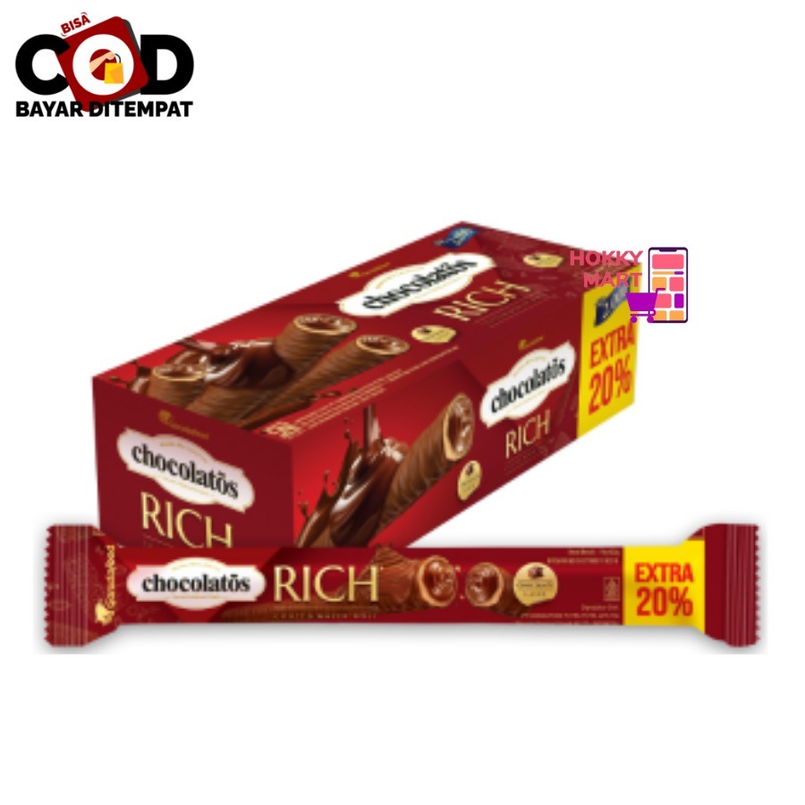 

[ HOKKY ] Chocolatos Rich Coated Wafer Roll Box Isi 12pcs Wafer Salut Cokelat Snack Cemilan Anak Murah Halal