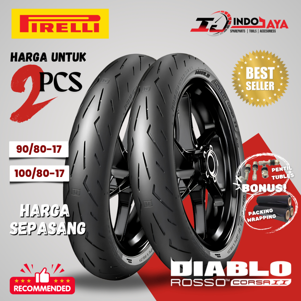 [SEPASANG 2 BAN] BAN PIRELLI DIABLO ROSSO CORSA 2 ( 90/80-17 & 100/80-17 ) SOFT COMPOUND RING 17 / B