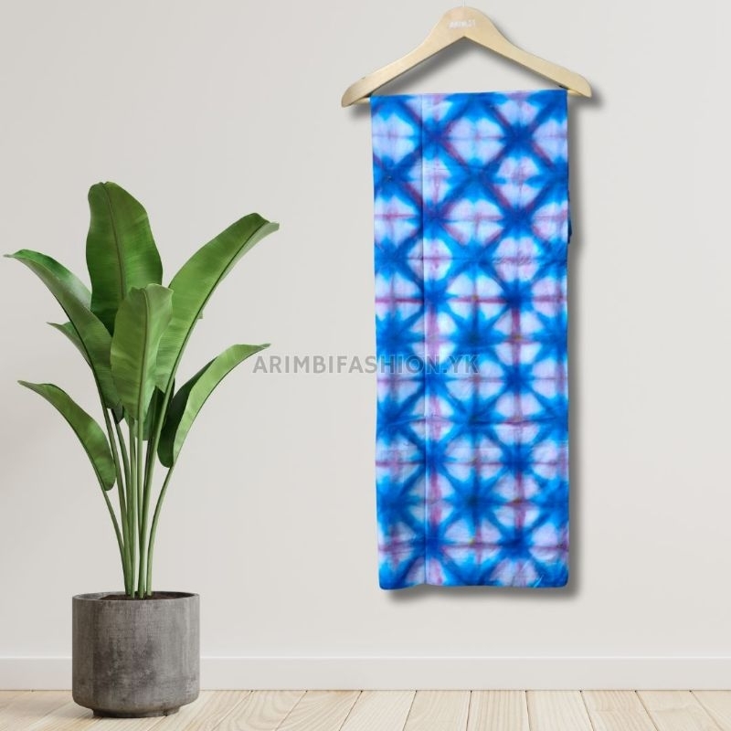 Kain Shibori Itajime || Uk 200cm × 115cm || Biru Unggu Putih CC by Arimbifashion.yk