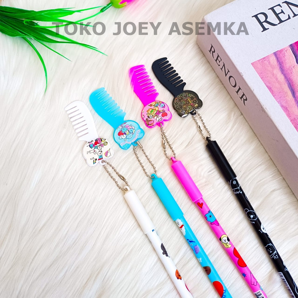 

PEN GANTUNG SISIR BTS BT21 PULPEN BOLPEN PENA TATA COOKY CHIMMY GEL TINTA