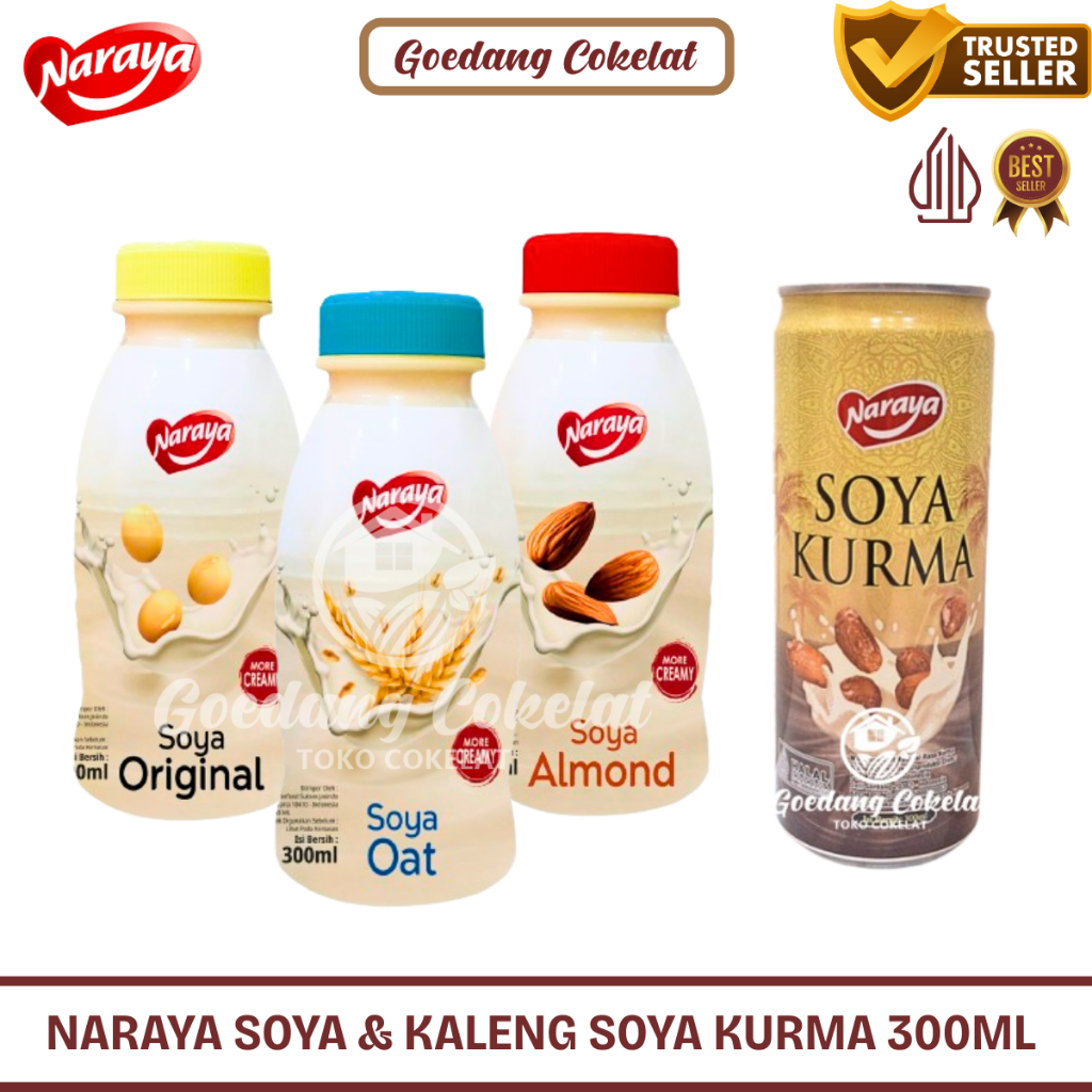 

Naraya Susu Soya Minuman Susu Kacang Kedelai Soya Creamy Almond Oat Kurma Botol 300ml