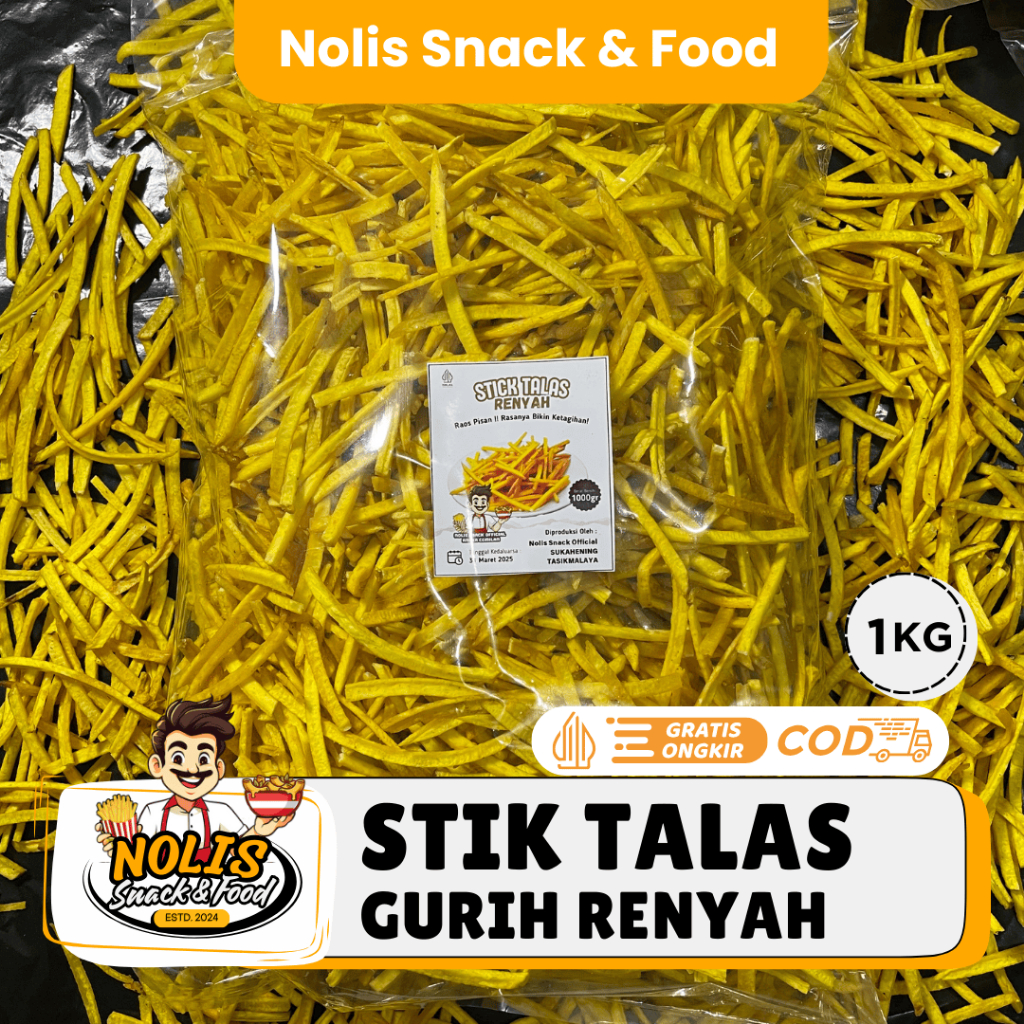 

1KG - Stik Talas Super Renyah [NOLIS SNACK & FOOD] Keripik Stik Tales Rasa ORI Gurih Original