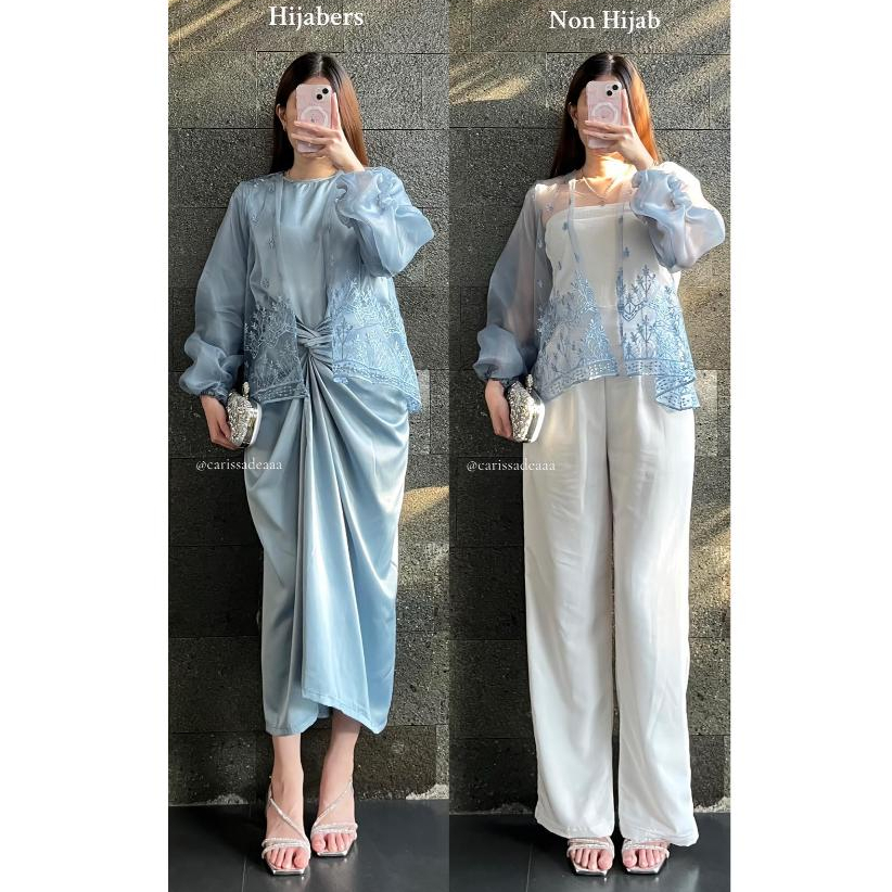 LILY Outer Crop Brukat Organza / Outer Pendek Brokat Sapto / Baju Seragaman Perpisahan SMP, SMA, Baj