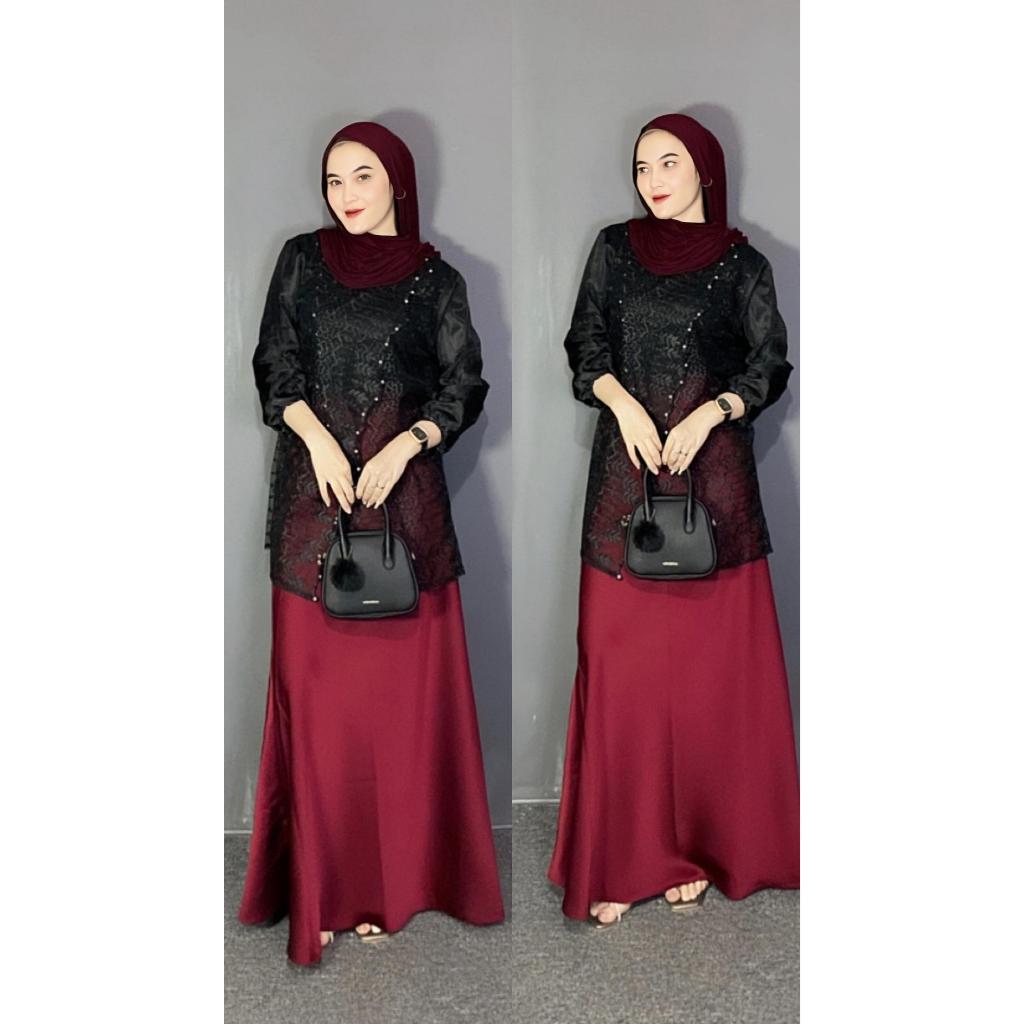 hot zize jumbo ld 120 outer tunik brokat silang tren baju kondangan wanita, wisuda, pesta,