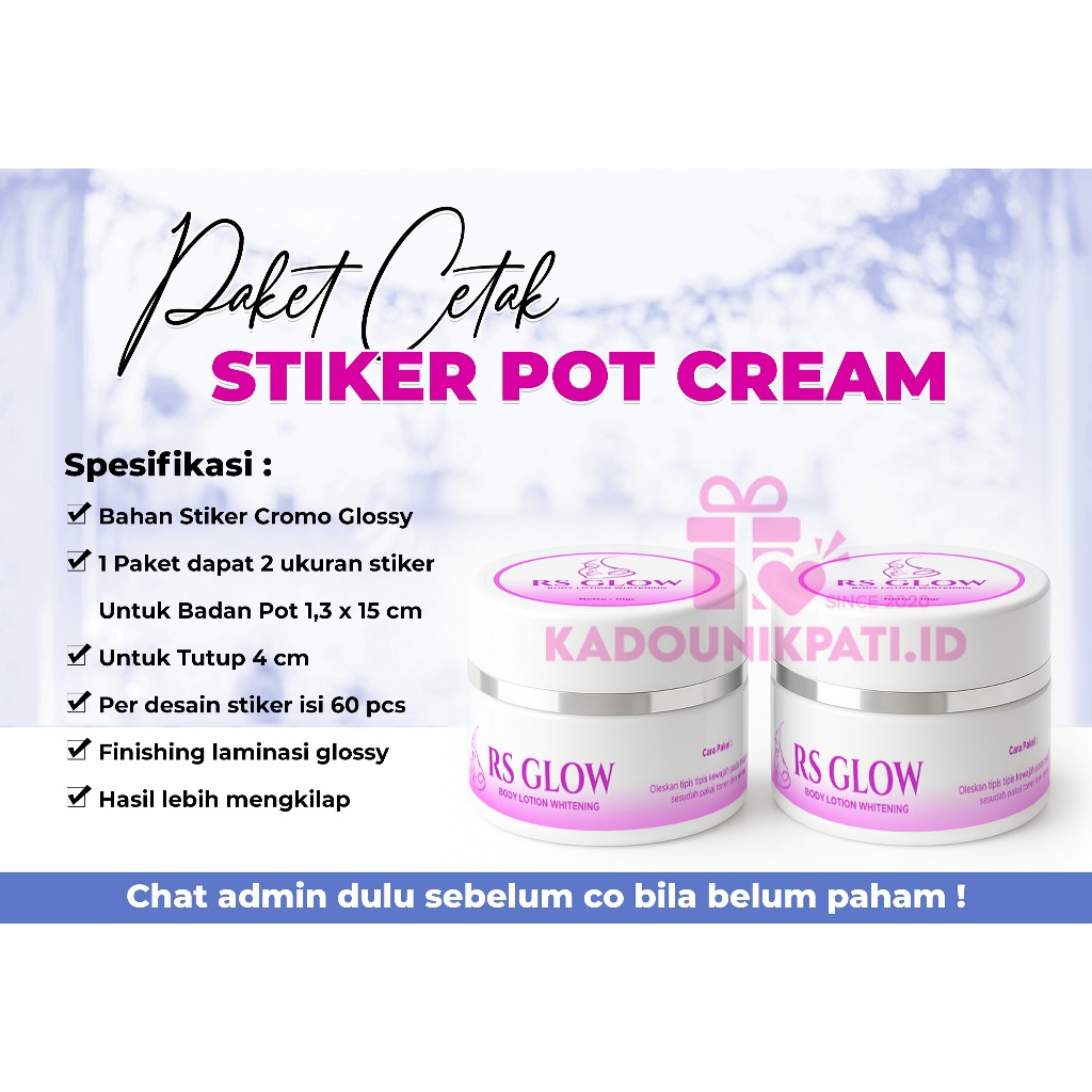 

PAKET STIKER SKINCARE POT CREAM / STIKER CREAM / PAKET CETAK STIKER SKINCARE / STIKER SKINCARE KOTAK / STIKER KECANTIKAN