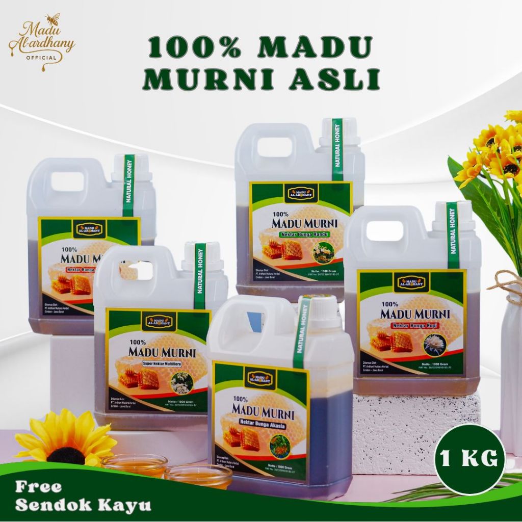 

AL ARDHANY - Madu Murni Asli 100% Alami Kemasan 1 kg – Tanpa Campuran - Langsung dari Peternak