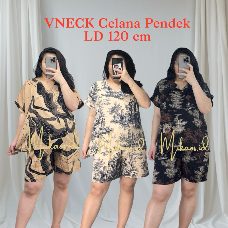 Piyama Rayon Jumbo LD 120cm Celana Pendek | Piyama Wanita Jumbo | Baju tidur rayon termurah | One se