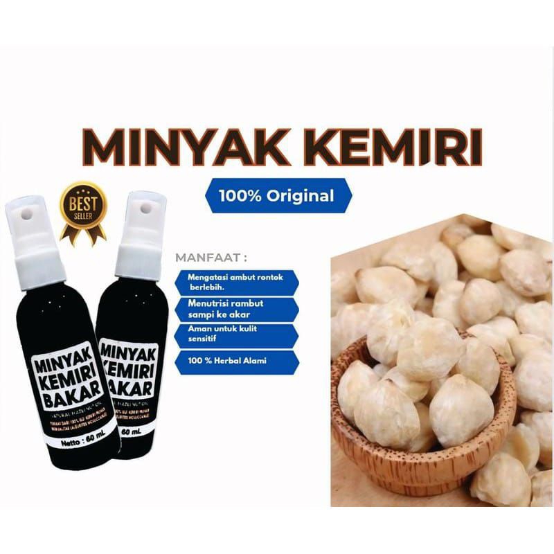 Minyak Kemiri Bakar Spray 60ml //Penumbuh Rambut Ketombe Rontok kering Rambut Hitam Halus Berkilau