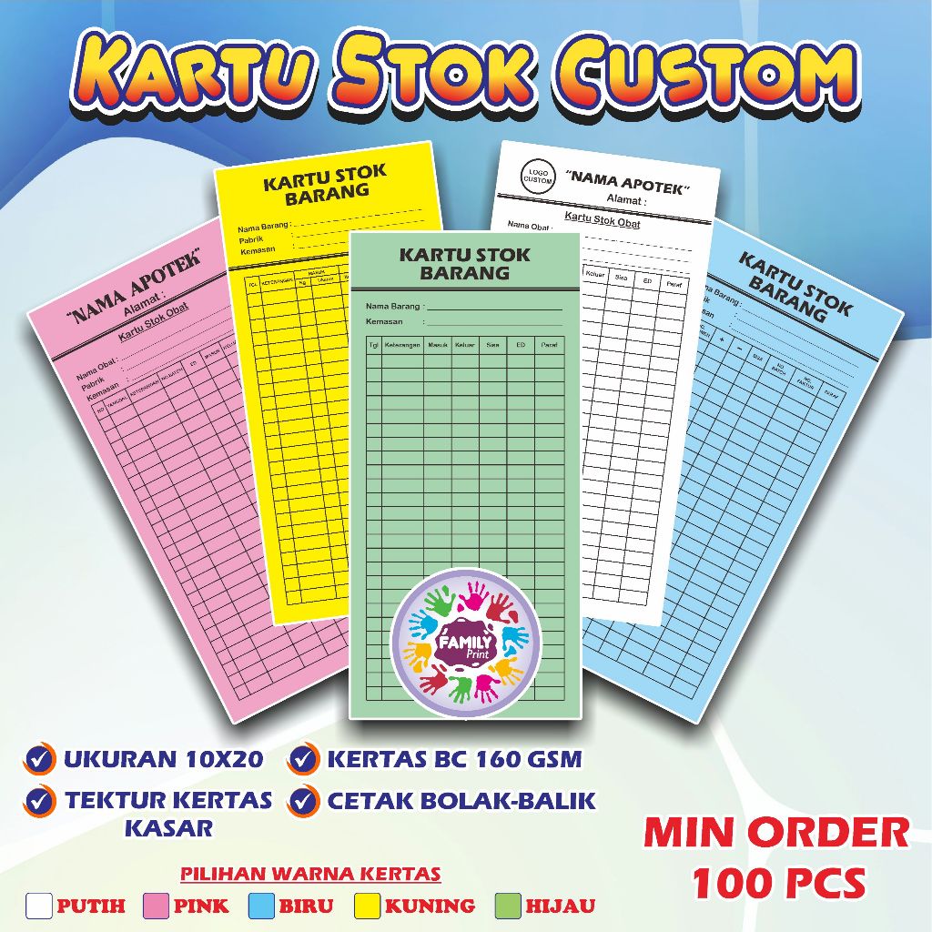 

KARTU STOK ( Custom ) / KARTU STOK BARANG / KARTU STOK OBAT / KARTU APOTEK / KARTU IURAN