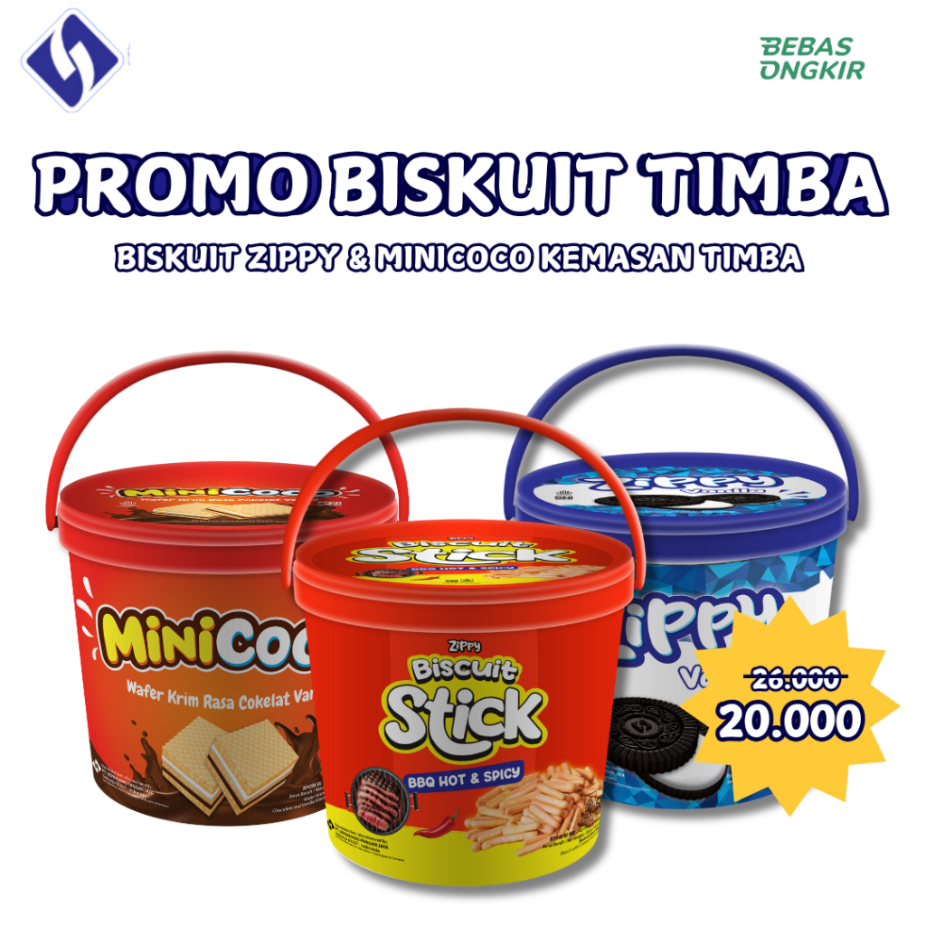 

PROMO BISKUIT MINICOCO & ZIPPY Kemasan Timba