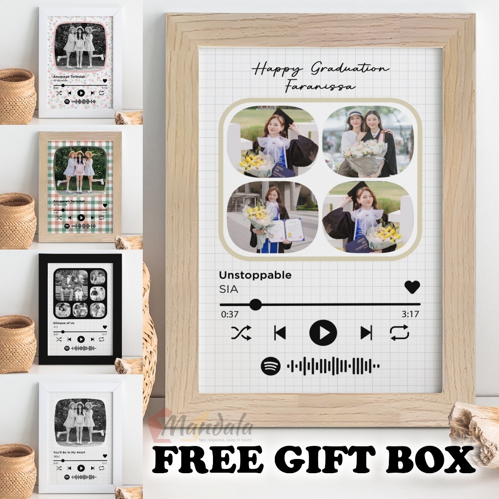 Custom Frame Lagu Bingkai Foto Aesthetic Kado Ulang Tahun Cewek Gift Wisuda Kado Guru