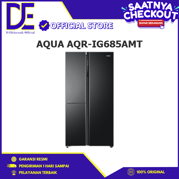 AQUA AQR-IG685AMT Kulkas 3 Pintu Multi Door 562L Twin Inverter Smart Control AQRIG685AMT G685AMT