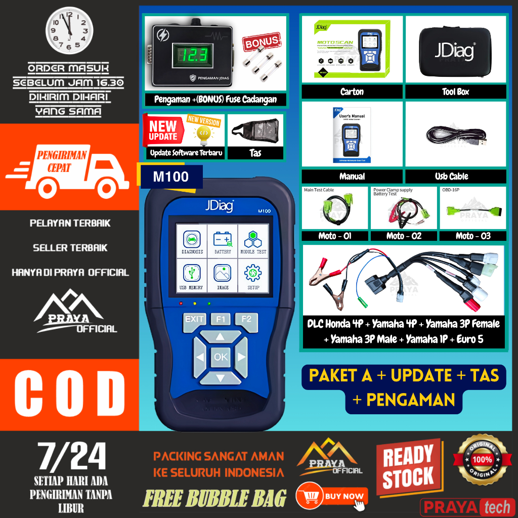 MOTO SCANNER JDIAG M100 SCANNER JDIAG M 100 SCANNER MOTOR INJEKSI SCANER EROR SEPEDA MOTOR OBD CO EC