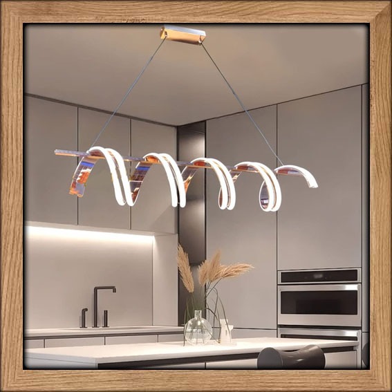 Lampu hias gantung island tiang panjang white rose gold LED 3 sinar cahaya putih kuning warm white m