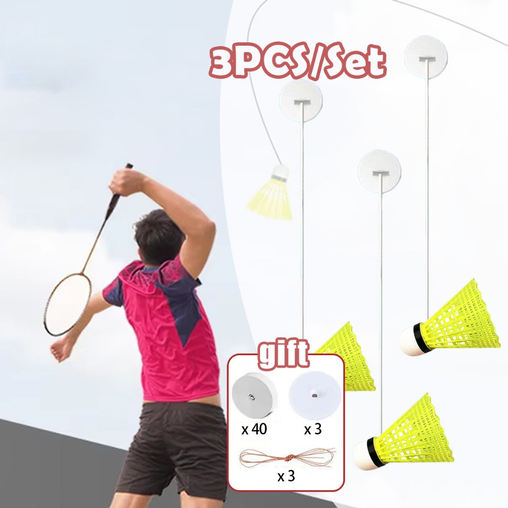 3 Set Badminton Rebound Trainer Indoor Badminton Trainer Latihan Badminton Sendiri Badminton Trainer