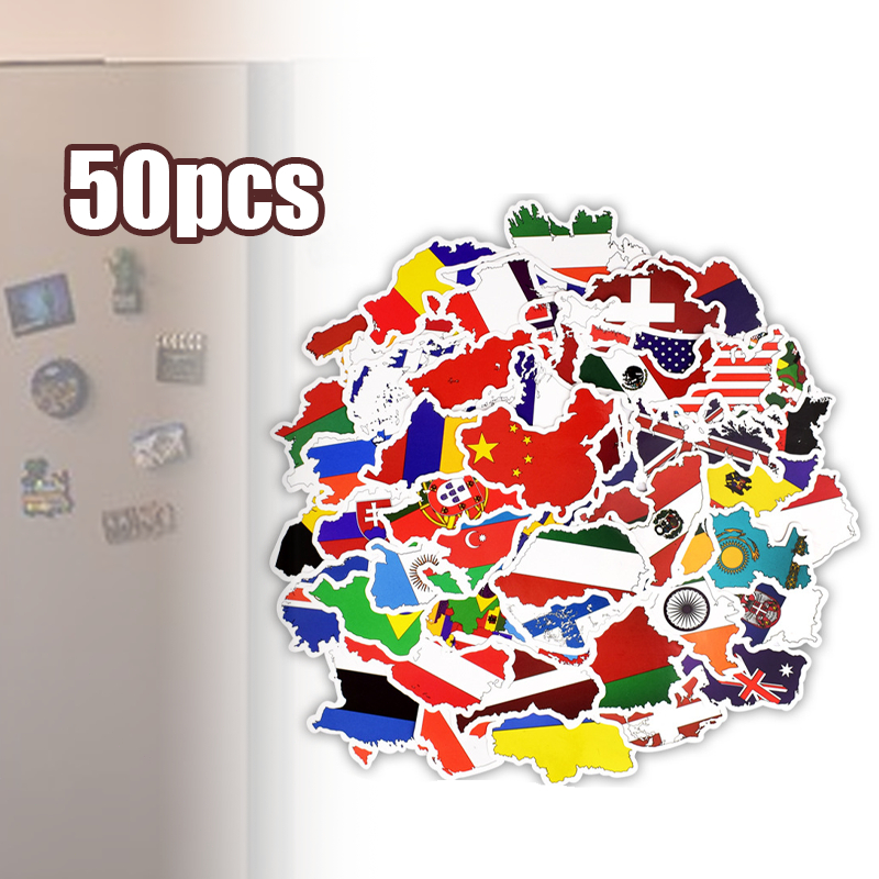

【Brand New】50pcs Sticker Pack World Map Flag / Sticker Tumbler / Stiker Laptop Koper Helm