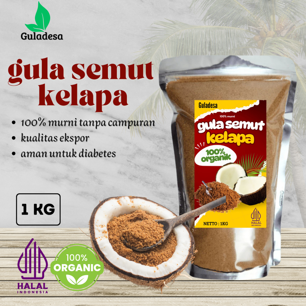 

Gula Kelapa Semut / Nira Kelapa Bubuk Organik 1Kg Tanpa Campuran