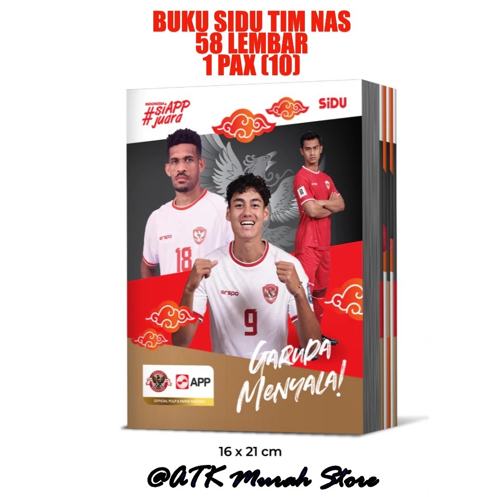 

ATMS-10 PCS BUKU SiDU Buku Tulis Timnas 58 Lembar - 10 buku (1 PAK ISI 10 BUKU).