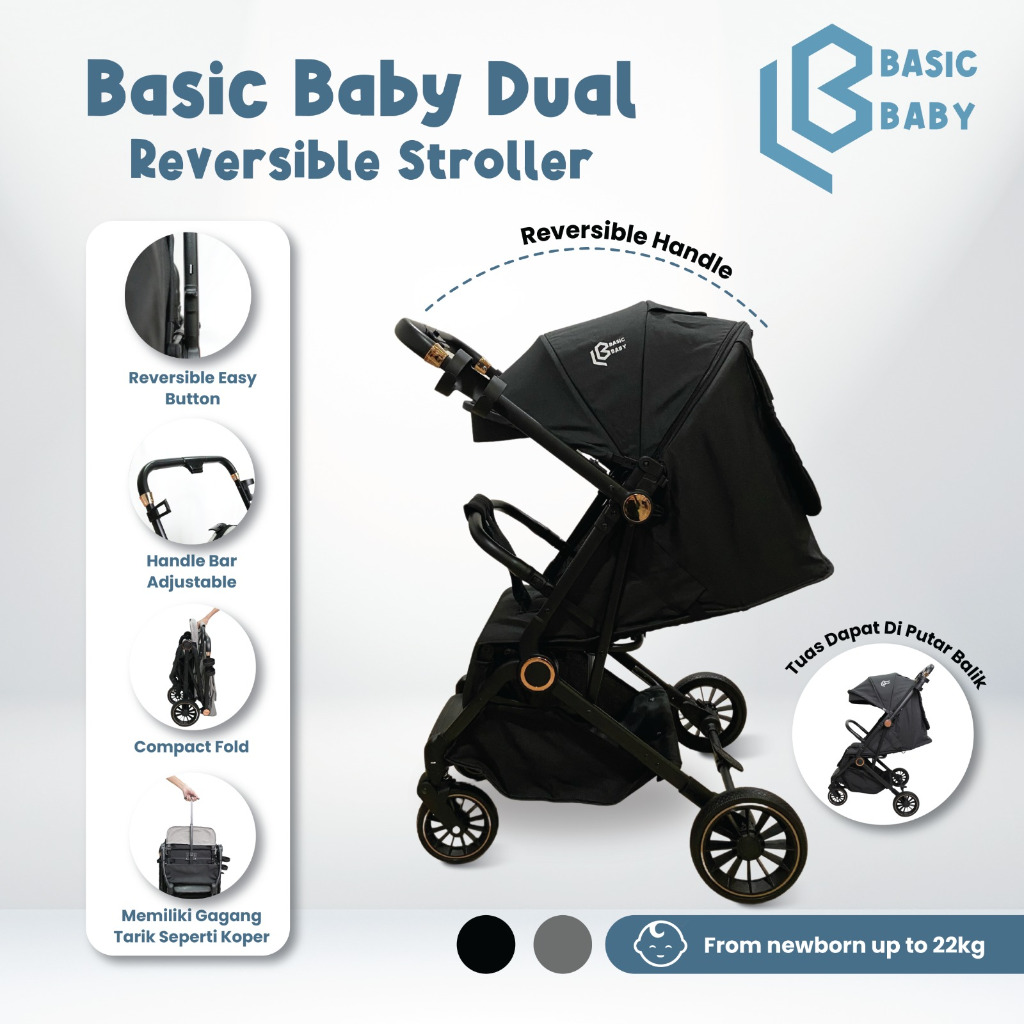 Basic Baby Dual Reversible Stroller - Stroller Compact Travelling / kereta dorong / Stroller 2 arah
