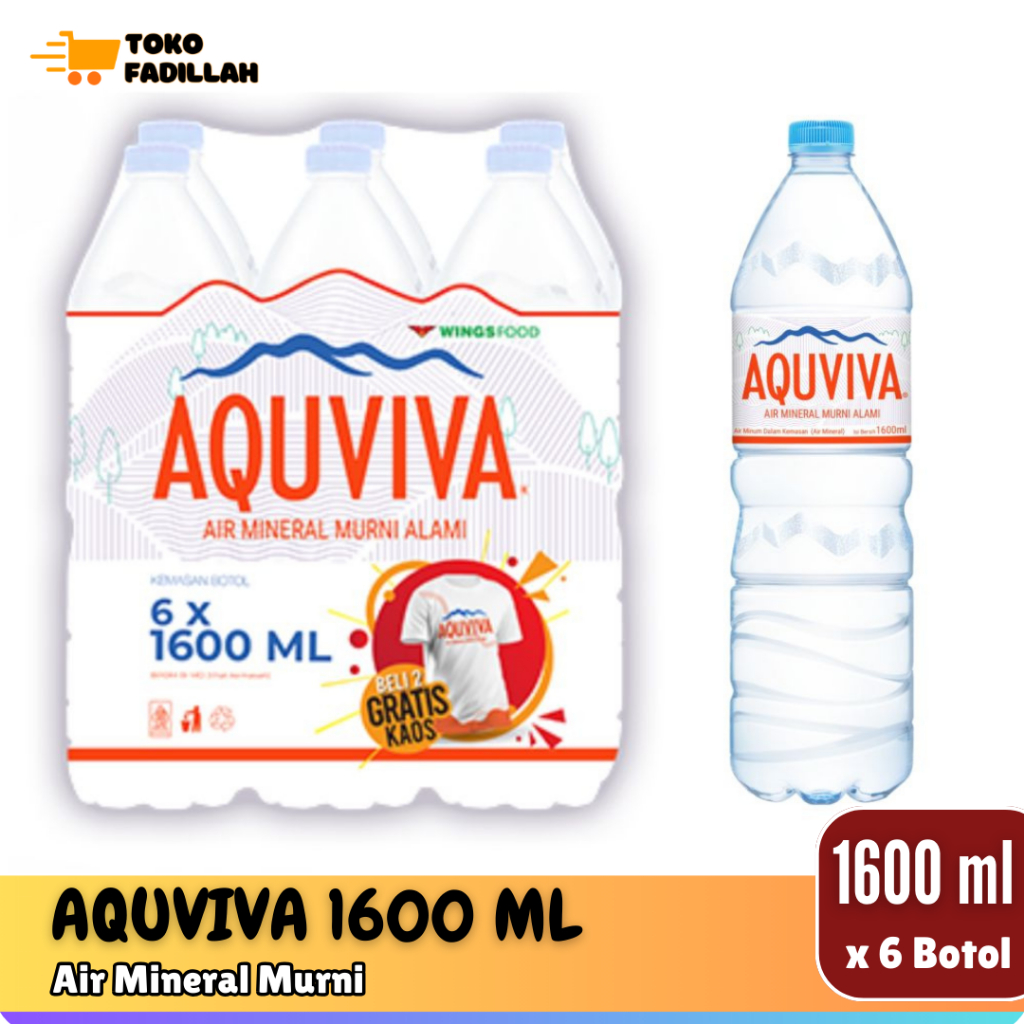 

AQUVIVA Air Mineral 1600 ml x 6 Botol [1 Pak] - AQUVIVA 1.6 Liter