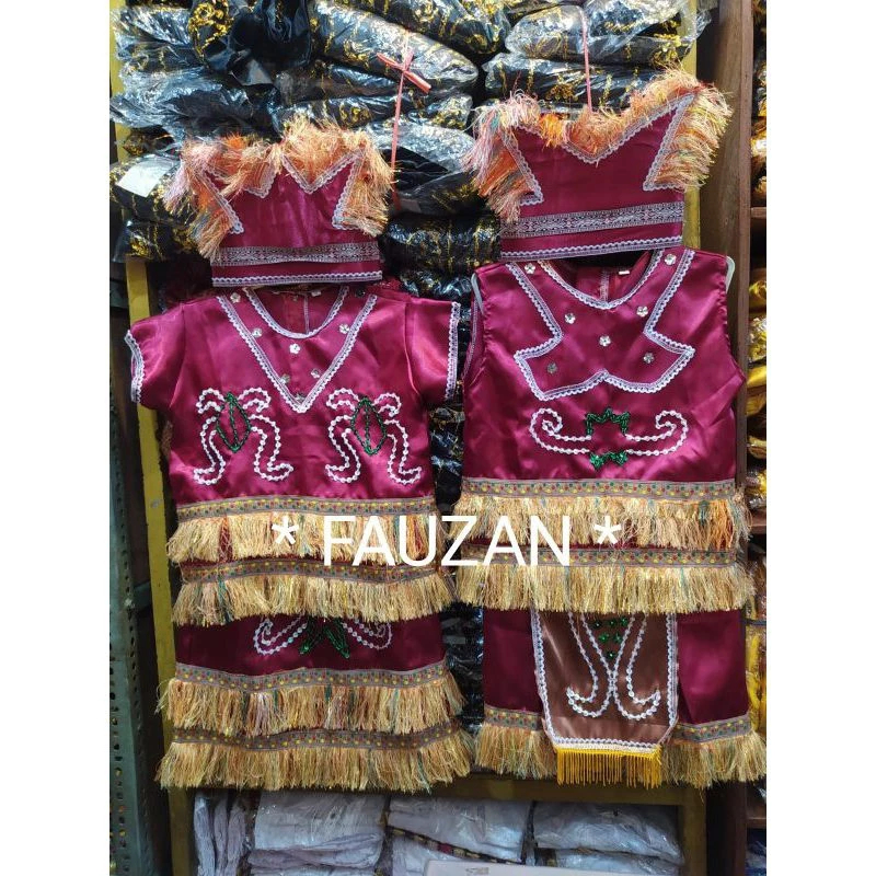 Baju Adat Papua Anak Laki Laki Cowok Cewek Perempuan Merah TK SD / Baju Adat Anak Papua / Baju karna
