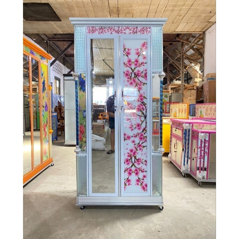 Lemari pakaian 2 pintu kaca