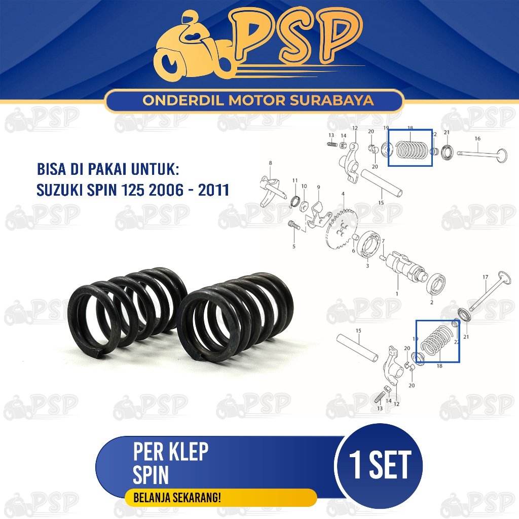 Per Klep Spin (Set Isi 2) - Peer Pir Klep Valve Spring Suzuki Spin 125 Skywave Standart