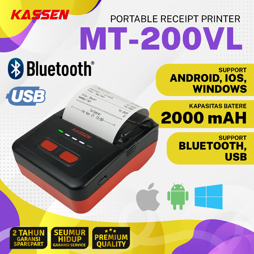 PRINTER THERMAL STRUK KASSEN MT-200VL - MT 200VL - THERMAL 58MM - PRINTER KASIR - THERMAL