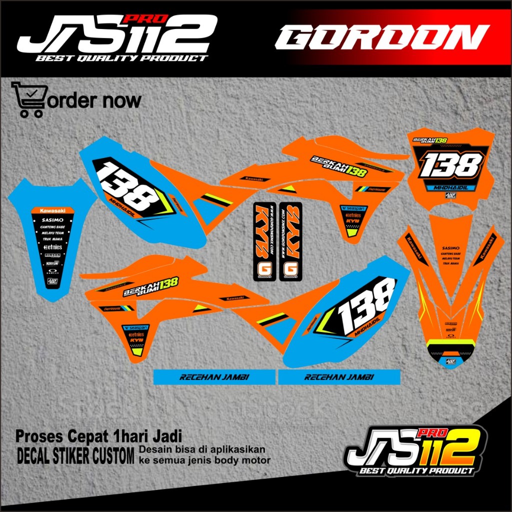 DECAL KLX GORDON DECAL BODY GORDON DECAL KAWASAKI KLX GORDON