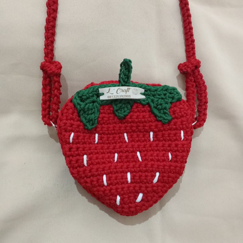 L'Craft Tas Rajut Strawberry/Tas Anak Perempuan/Tas custom/Tas Handmade