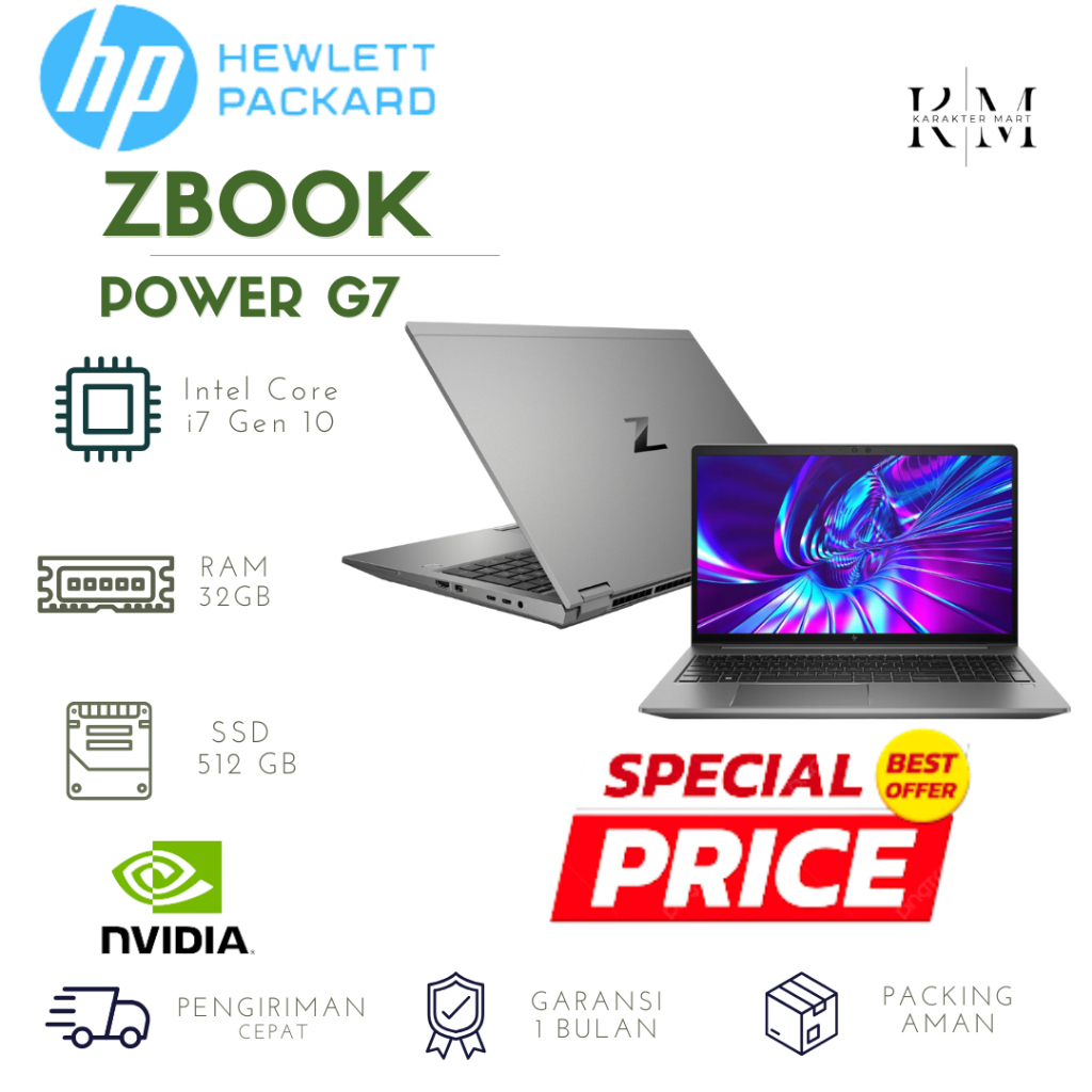 Laptop Desain Grafis HP Zbook Workstation  Power G7 Core i7 Gen 10 Ram 32GB SSD 512GB
