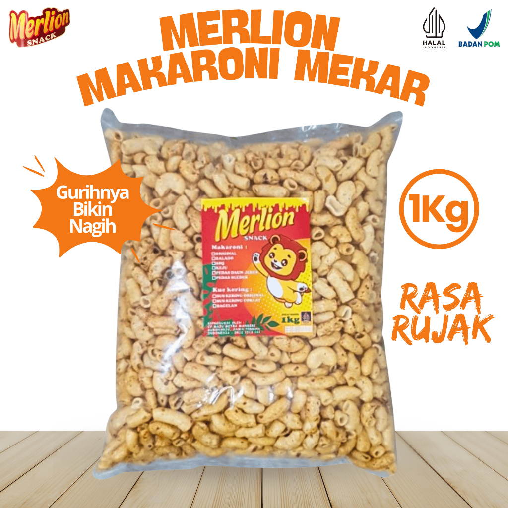 

TERMURAH - MAKARONI MEKAR 1KG RASA RUJAK PEDAS MANIS GURIH RENYAH 1 BALL COCOK UNTUK RAME RAME