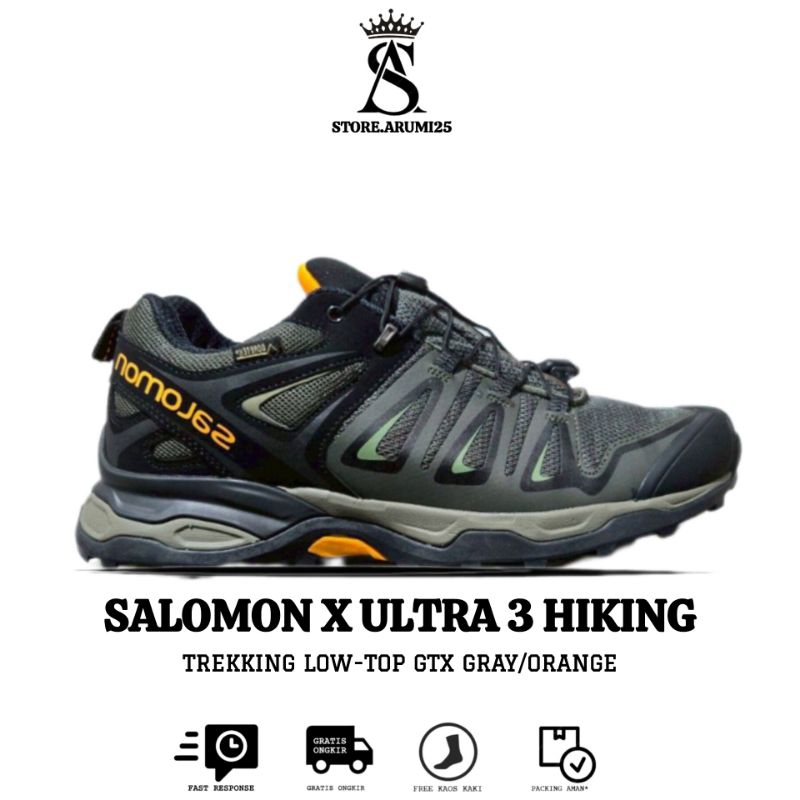 Sepatu Salomon X Ultra 3 Hiking Trekking Low-Top GTX Black/Blue Expanse