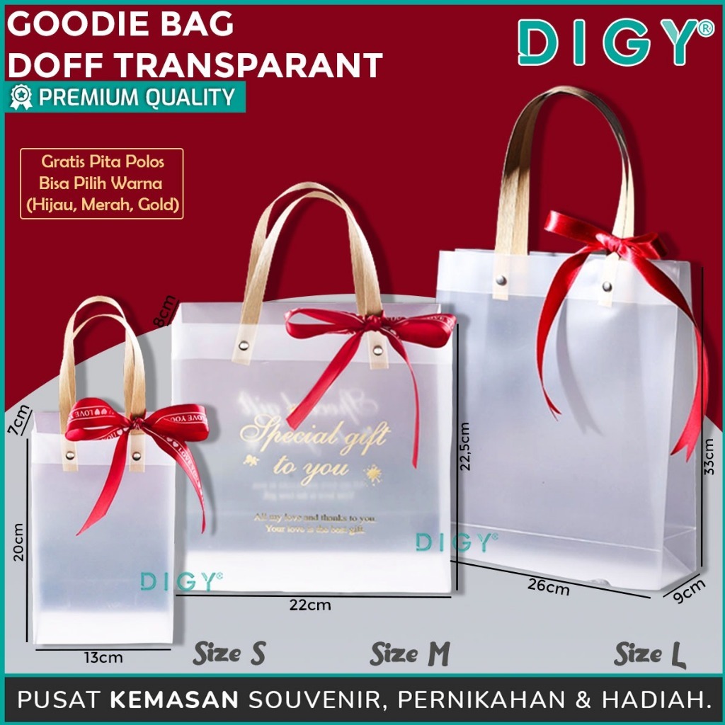 

Goodie Bag Doff Transparant + Pita / Kantong Hampers Hand Bag / Goodie Bag Doff Premium /Transparent Doff Hand Flower Bag
