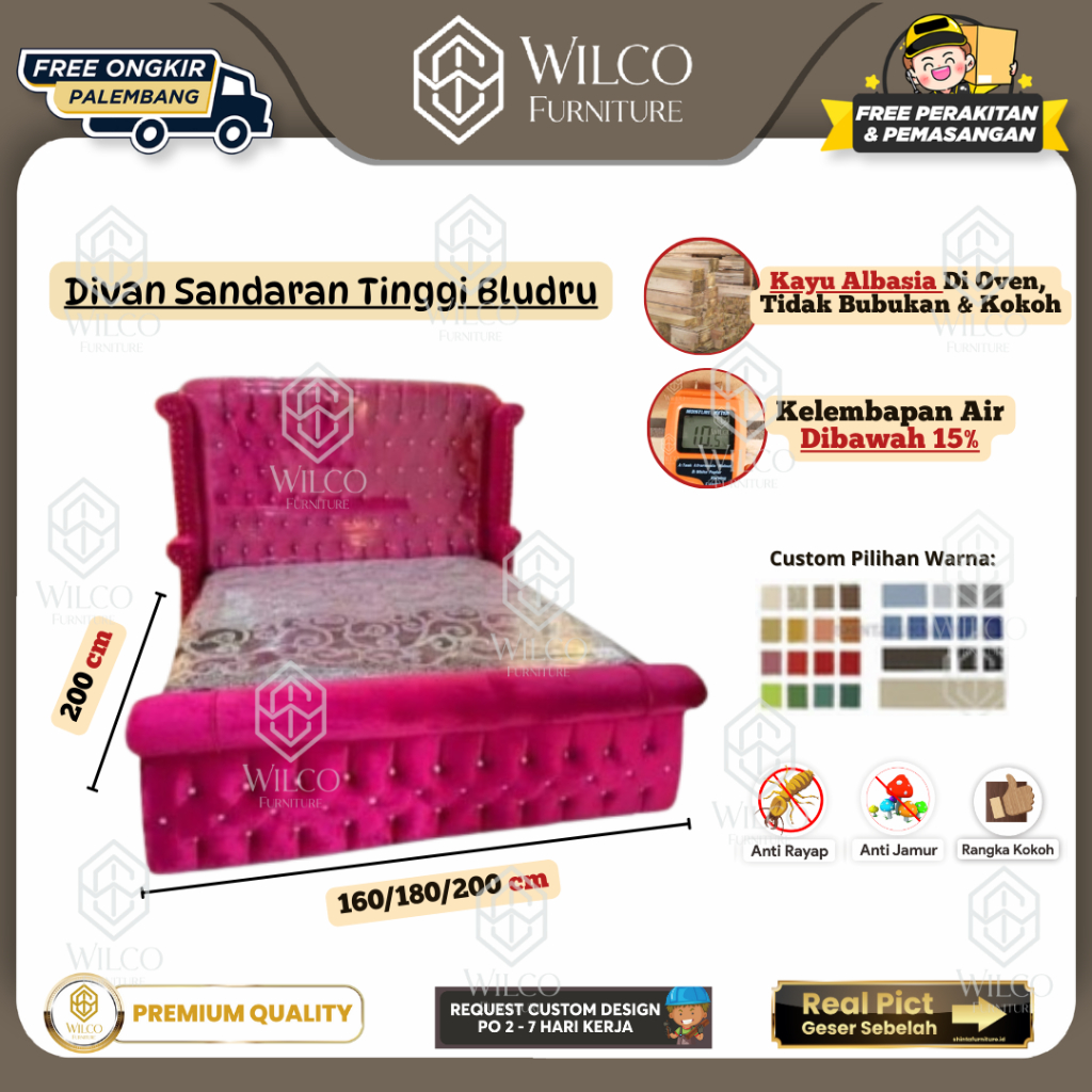 Divan Sandaran Tinggi Custom Bludru | Divan Sandaran