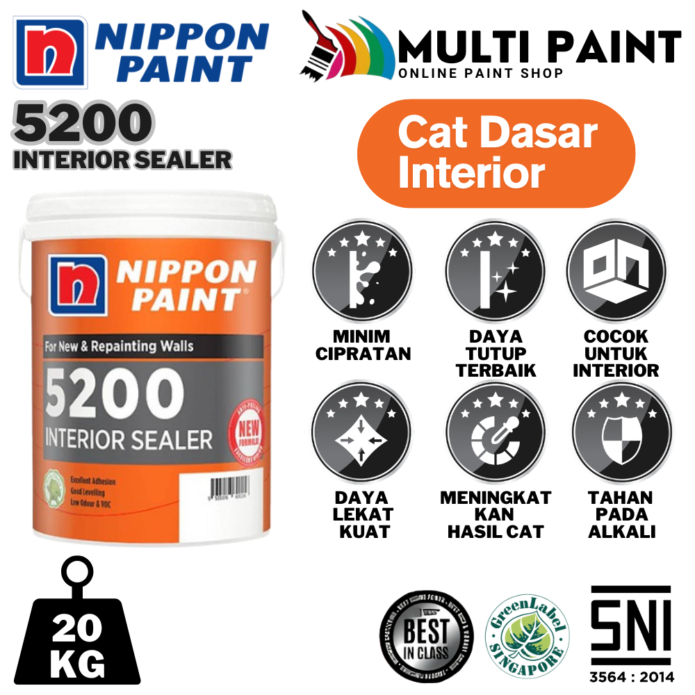 NIPPON PAINT WALL SEALER 5200 20KG CAT DASAR NIPPON SEALER 5200 20KG CAR DASAR INTERIOR 20KG