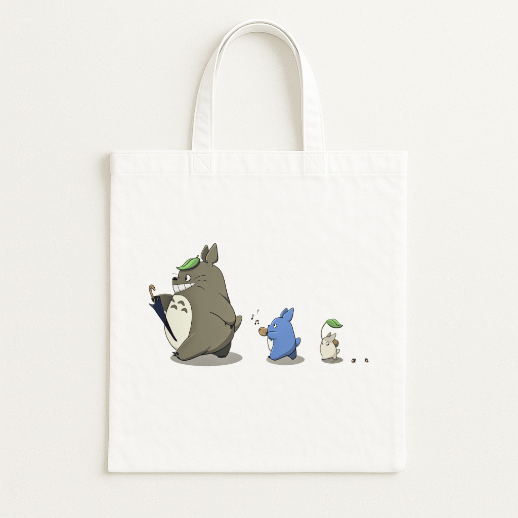 Tas Tote Bag Wanita Kuliah Kerja Resleting Karakter Anime Ghibli Aesthetic Lucu Bahan Blacu Tebal
