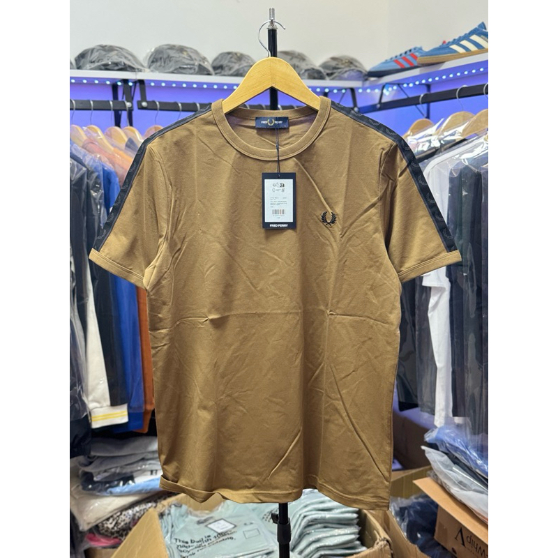 T Shirt Fred Perry Taped Contrast tape  ShdStone/Anr Grey BNWT Original 100%