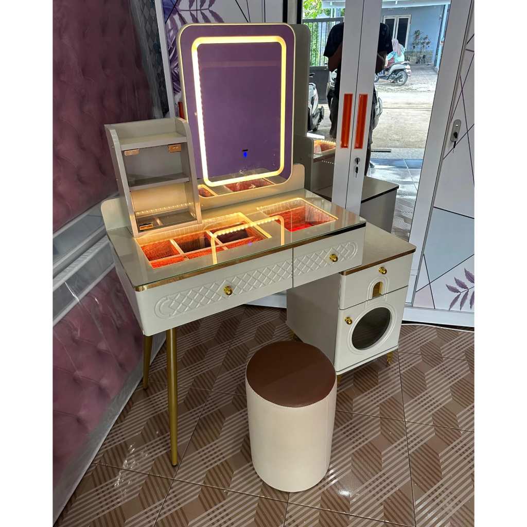 Set Meja Rias Import Meja Rias Minimalis Meja Rias Lampu Meja+bangku Rias Meja Skincare