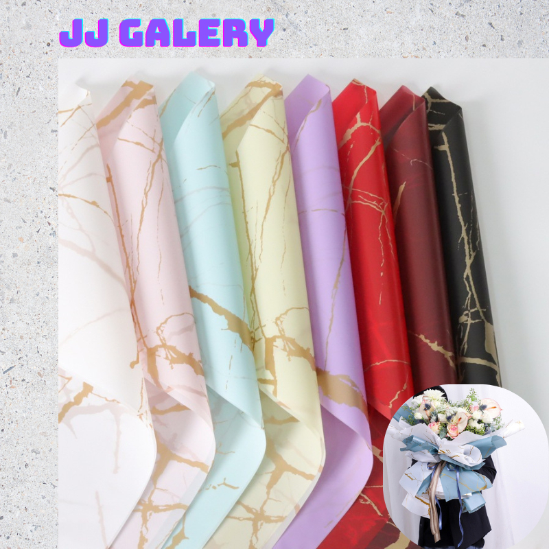 

Isi 20 LEMBAR Kertas Bunga Buket Motif Marble Florist Flower Wrapping Paper Cellophane KB023