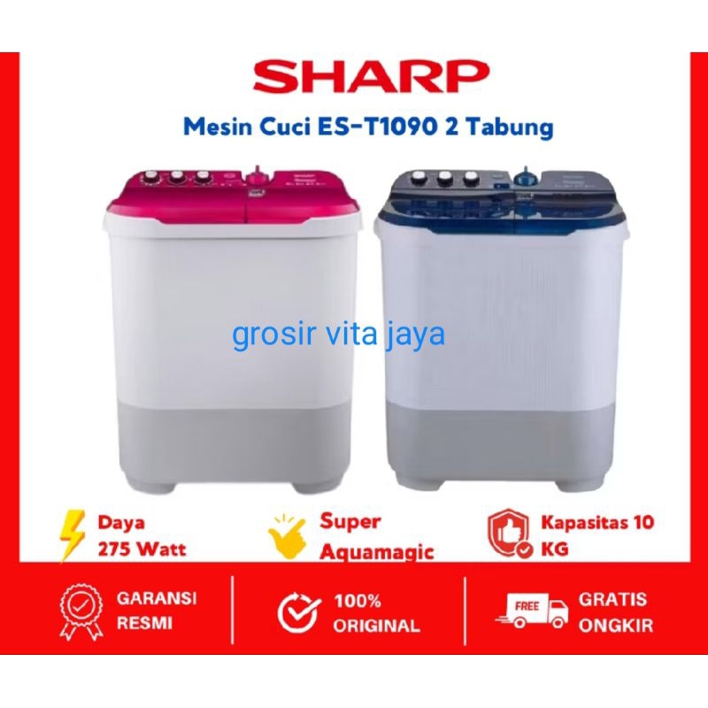 mesin cuci sharp 10kg mesin cuci 2 tabung 10kg type 1090