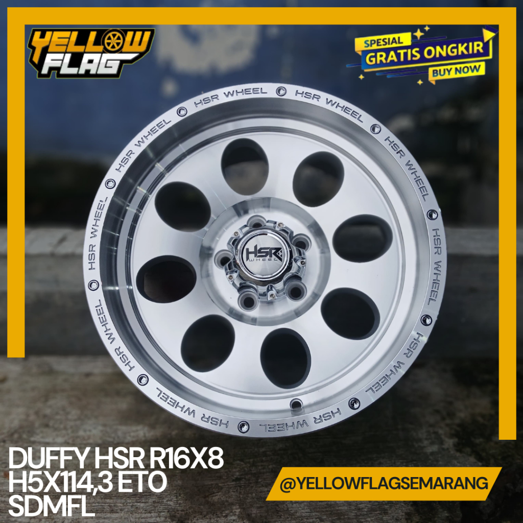 VELG CELONG RING 16 HSR DUFFY LUBANG 5X114,3 ET 0 LEBAR 8 SILVER MACHINE FACE NEW