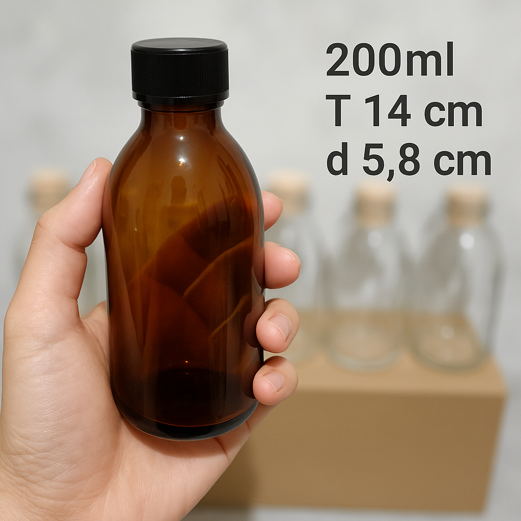 BARU   BOTOL OBAT COKLAT AMBER KACA 200ML / BOTOL AMBER KACA COKLAT 200ML