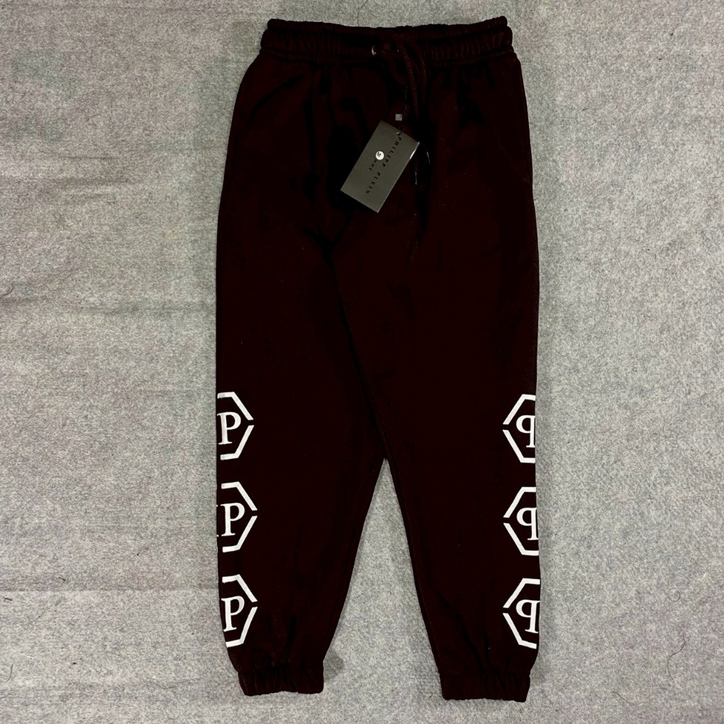CELANA PANJANG JOGGER SWEATPANTS PHILIPP PLEIN TRIPLE SIDE LOGO SABLON BLACK