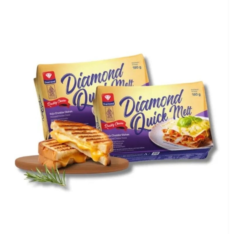 

DIAMOND Keju Quickmelt Cheddar 180gr Lumer Gurih Halal Premium Cepat Lumer