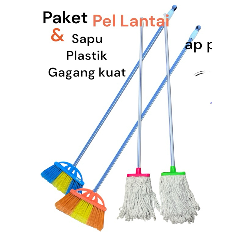 Sapu Pel Lantai Paket Ekonomis Sapu Lantai dan Pel Lantai untuk Pembersihan Rumah Sapu dan Pel Lanta