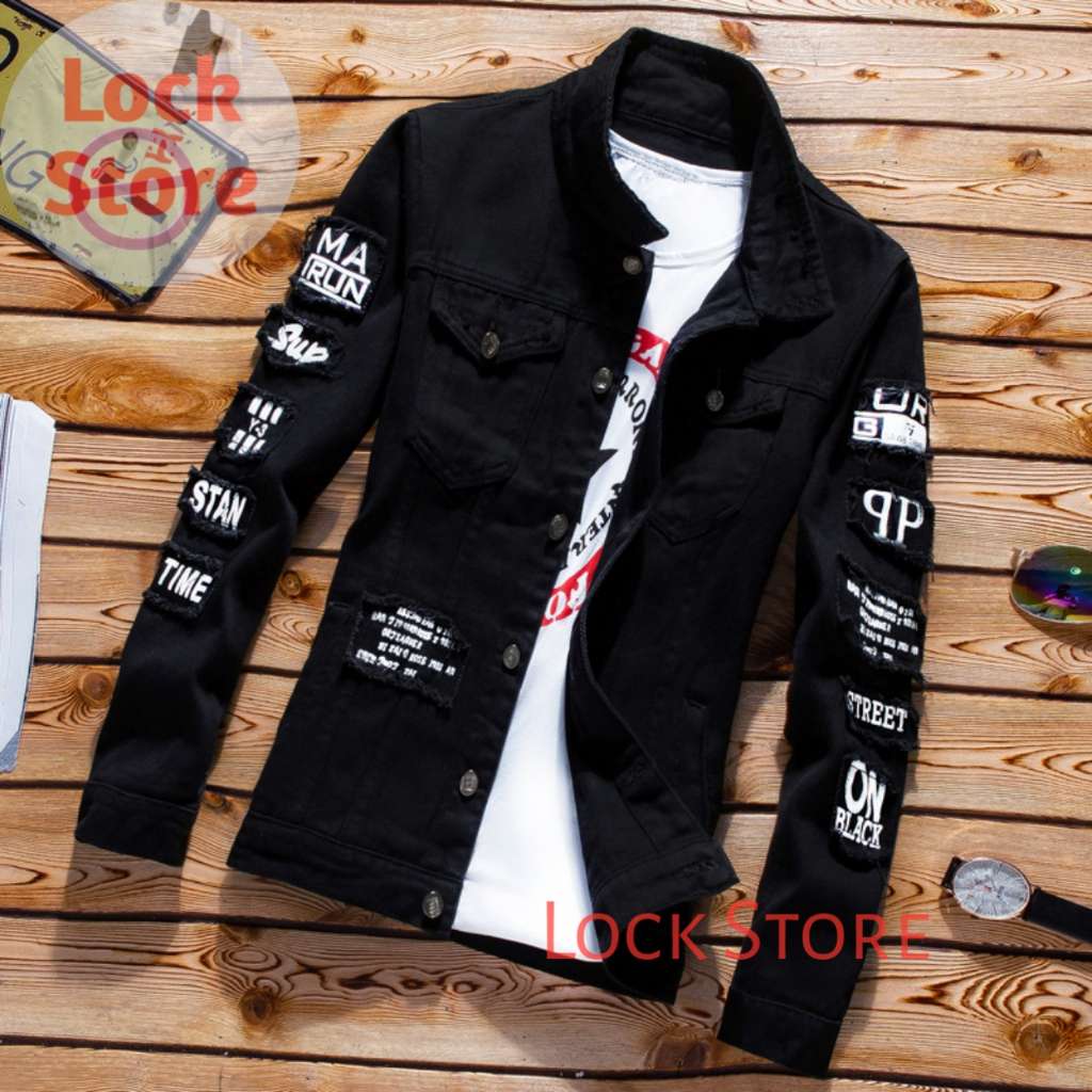 Jaket Denim Jeans Emblem Bordir