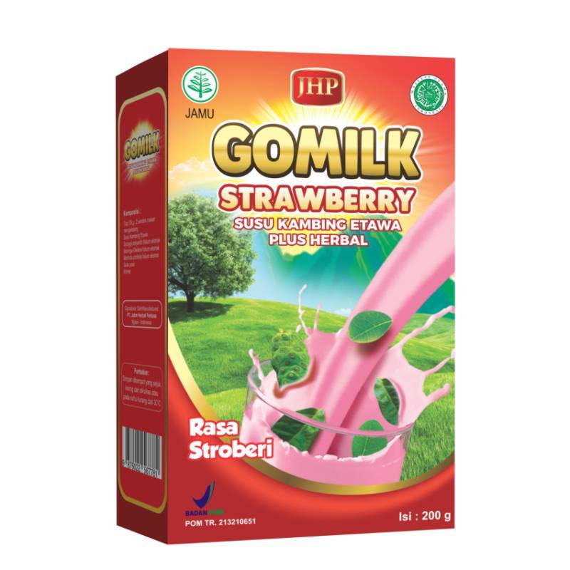 

GOMILK Susu Kambing Etawa Bubuk Rasa Stroberi – Aman untuk Maag & Alergi Susu Sapi