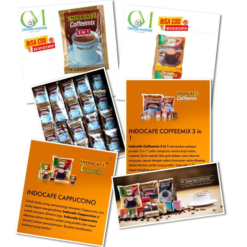 

Indocafe Coffeemix 3in1 20g & Indocafe Cappuccino,(1 renceng - 10pcs) – Kopi Instan Mantap Siap Seduh!
