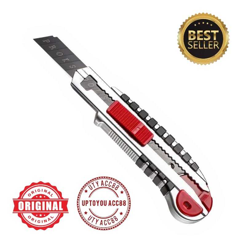

18MM Cutter Pisau Pemotong Kertas Knife Utility Auto Lock multifungsi penggaris kater tajam Pisau Cutter with 5 pcs bilah pisau